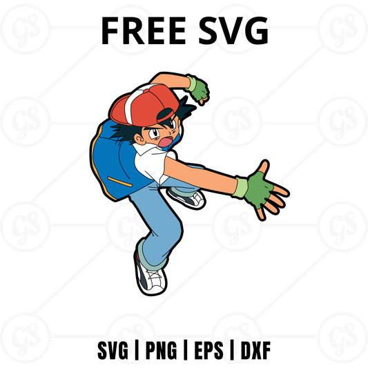 Ash Ketchum SVG Free | Pokemon Trainer Character Cut File for Cricut & Silhouette