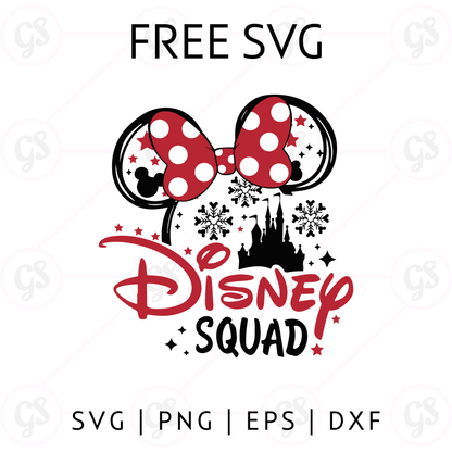 Disney Squad Minnie SVG Free | Cute Bow Mouse Squad Cut File for Cricut & Silhouette