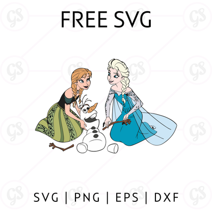 Frozen Friends SVG Free | Anna Elsa and Olaf Design for Cricut & Silhouette