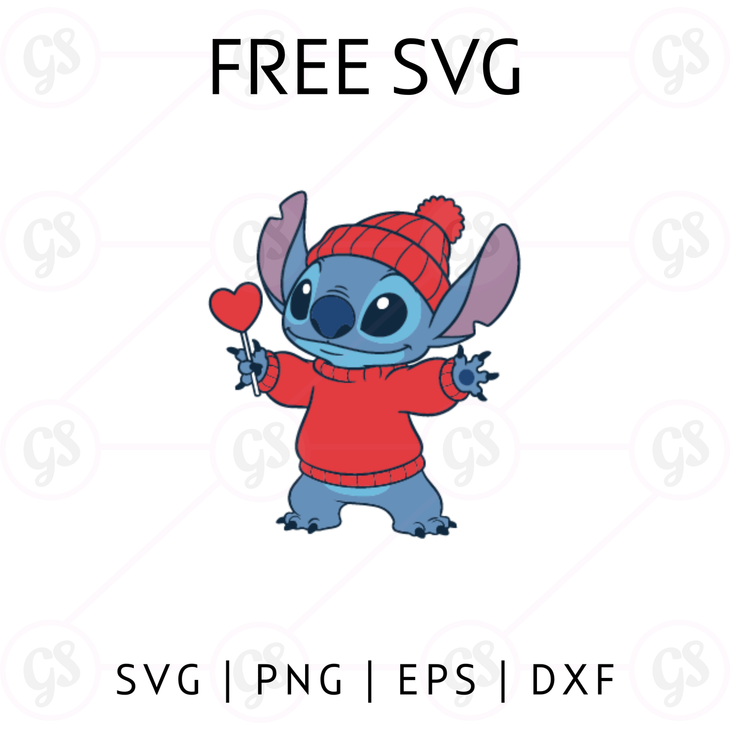 Stitch Valentine Sweater SVG Free | Winter Love Character Cut File for Cricut & Silhouette