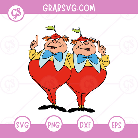 Tweedledee and Tweedledum SVG Free | Wonderland Twins Clipart for Cricut & Silhouette
