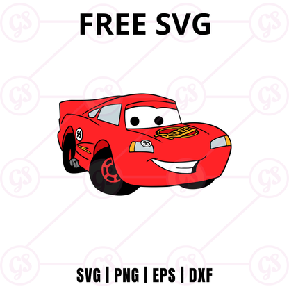 Cars SVG Free | Smiling Red Race Car Design for Cricut & Silhouette