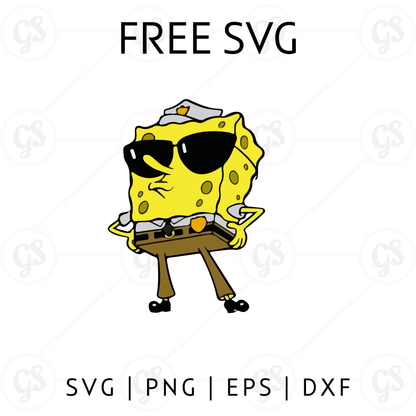 Cool SpongeBob SVG Free | Sunglasses Cartoon Cut File for Cricut & Silhouette