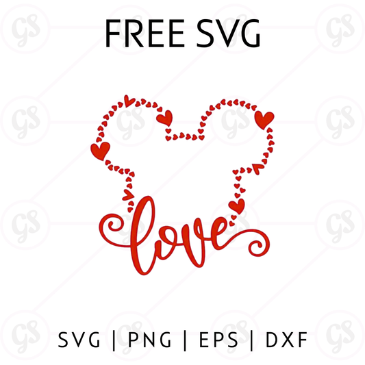Mickey Love Outline SVG Free | Valentine Line Art for Cricut & Silhouette