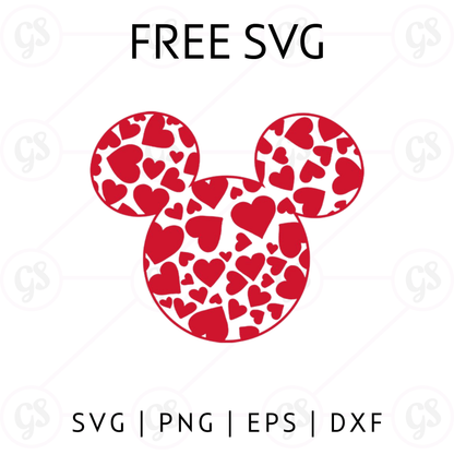 Heart Pattern Mickey SVG Free | Valentine Love Cut File for Cricut & Silhouette