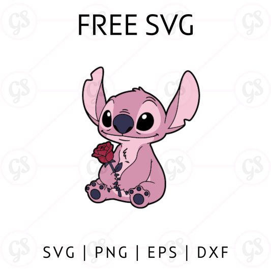Pink Stitch Valentine SVG Free | Cute Romantic Character Design for Cricut & Silhouette