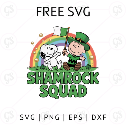 Shamrock Squad SVG Free | Snoopy St Patrick’s Day Rainbow Design for Cricut & Silhouette
