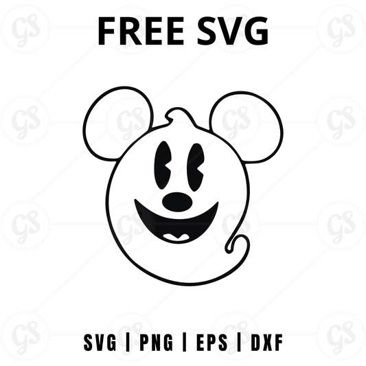 Halloween White Ghost Mouse SVG Free | Smiling Boo Character Design for Cricut & Silhouette