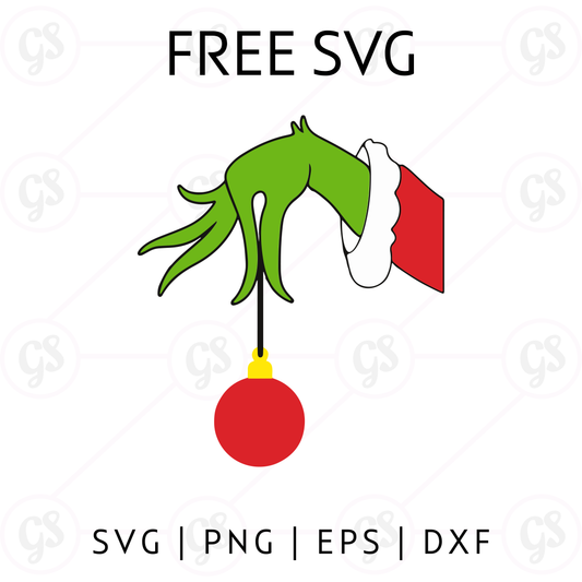 Grinch Hand SVG Free | Grinch Holding Ornament for Cricut & Silhouette