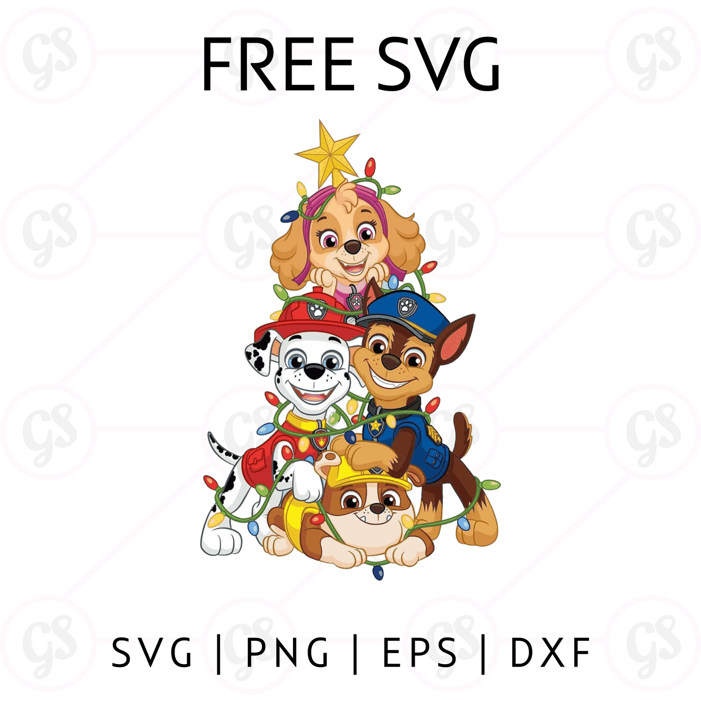 Paw Patrol Christmas SVG Free | Puppy Stacked Christmas Tree for Cricut & Silhouette