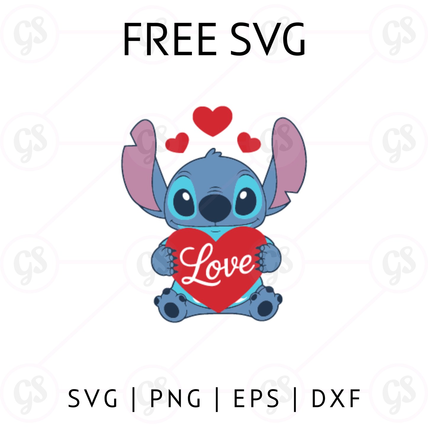 Stitch Love Heart SVG Free | Holding Love Sign Valentine Cut File for Cricut & Silhouette