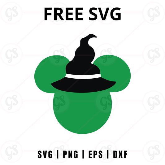 Halloween Witch Mouse SVG Free | Green Witch Hat Design for Cricut & Silhouette