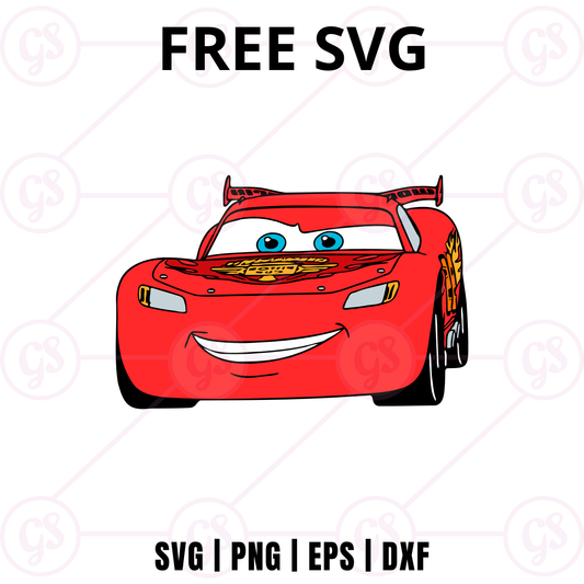 Cars SVG Free | Red Racing Car Character Cut File for Cricut & Silhouette