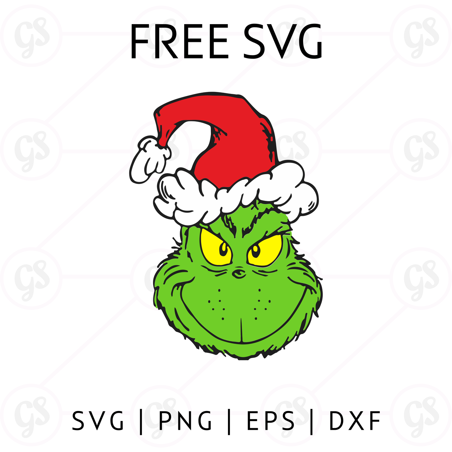 Grinch SVG Free | Santa Hat Angry Grinch Face for Cricut & Silhouette