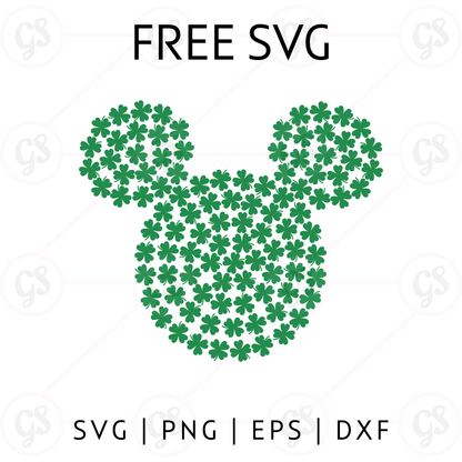 Shamrock Pattern Mouse Head SVG Free | Clover Filled Cut File for Cricut & Silhouette