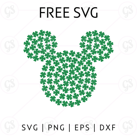 Shamrock Pattern Mouse Head SVG Free | Clover Filled Cut File for Cricut & Silhouette