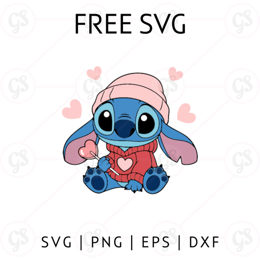 Stitch Valentine Winter Hat SVG Free | Cute Cozy Love Design for Cricut & Silhouette
