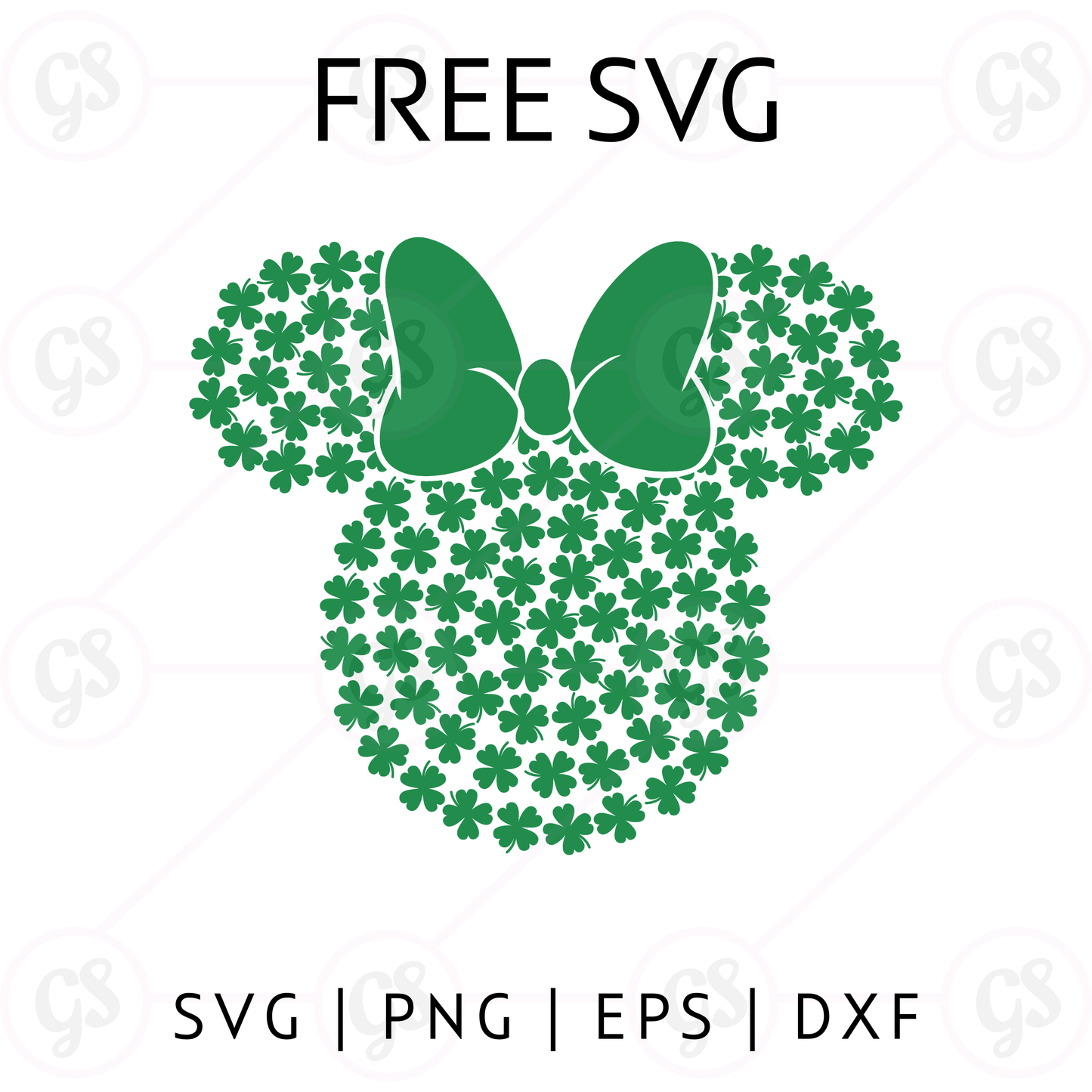 Shamrock Minnie Head SVG Free | Clover Bow Mouse Cut File for Cricut & Silhouette