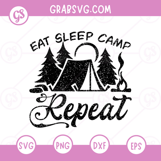 East Sleep Camp Repeat Free SVG Files & PNG