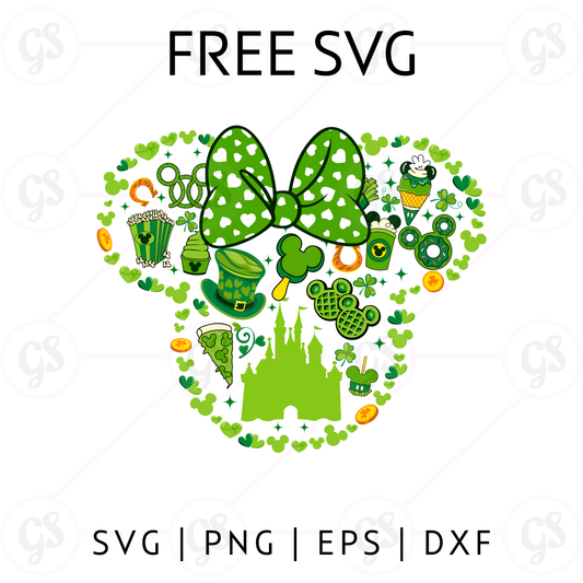 St Patrick’s Day Doodle Mickey SVG Free | Lucky Icons Castle Cut File for Cricut & Silhouette