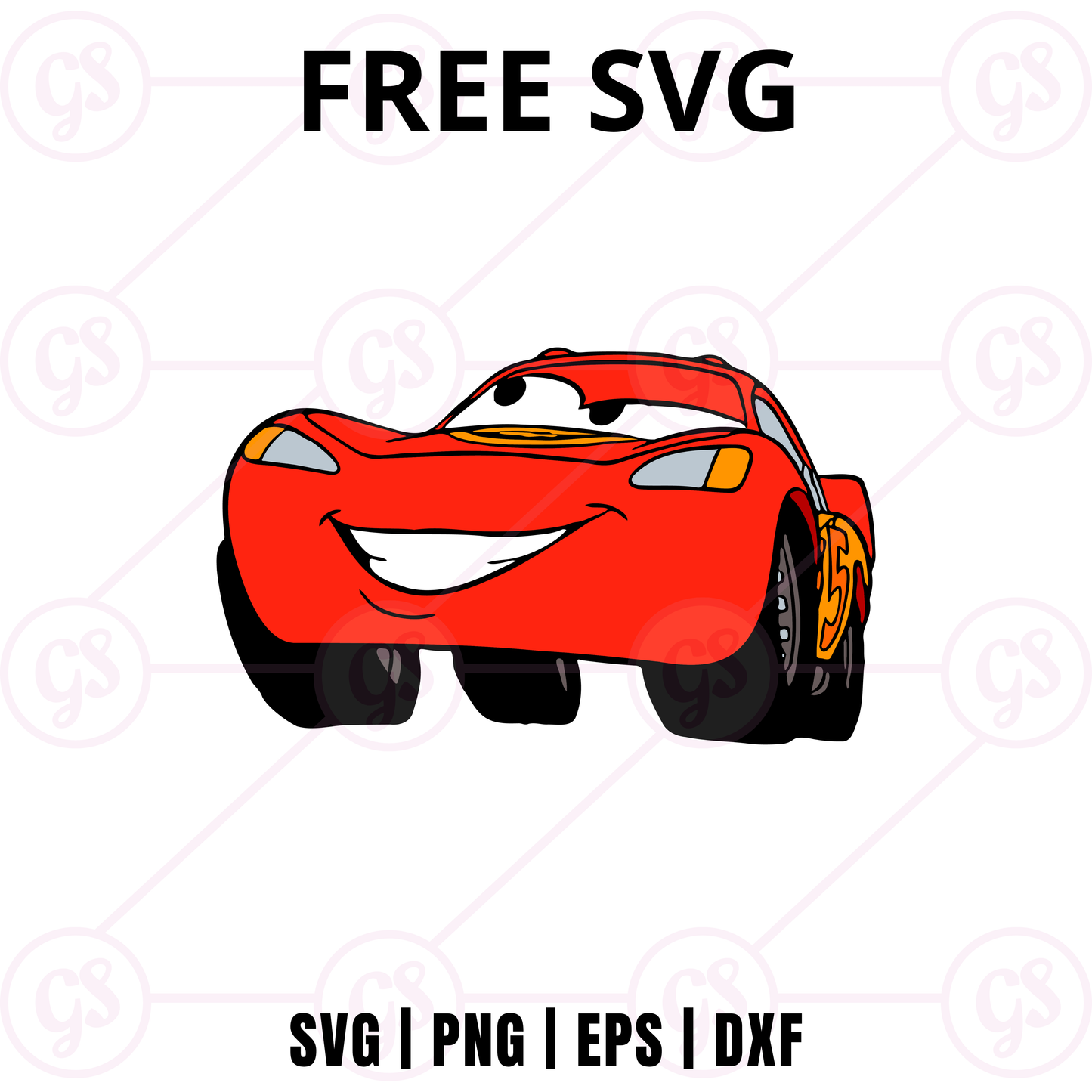 Cars SVG Free | Red Race Car Character Cut File for Cricut & Silhouette