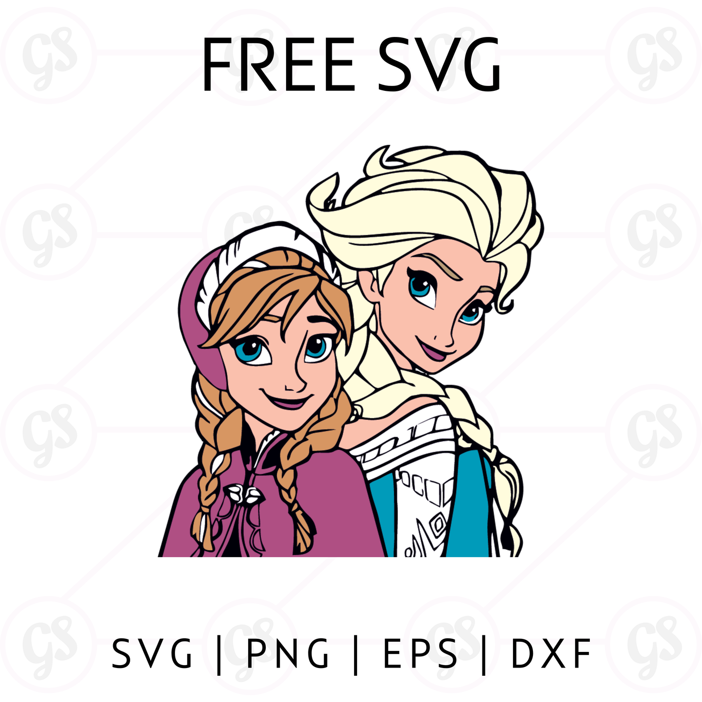 Frozen Sisters SVG Free | Anna & Elsa Character Cut File for Cricut & Silhouette