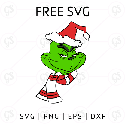 Grinch SVG Free | Santa Hat Smiling Grinch for Cricut & Silhouette
