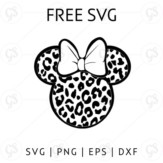 Leopard Minnie Head SVG Free | Bow Animal Print Design for Cricut & Silhouette