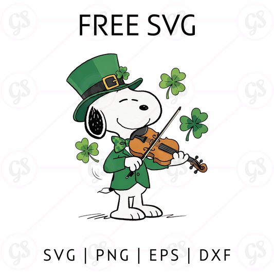 Snoopy St Patrick’s Day SVG Free | Leprechaun Snoopy Playing Violin Cut File for Cricut & Silhouette