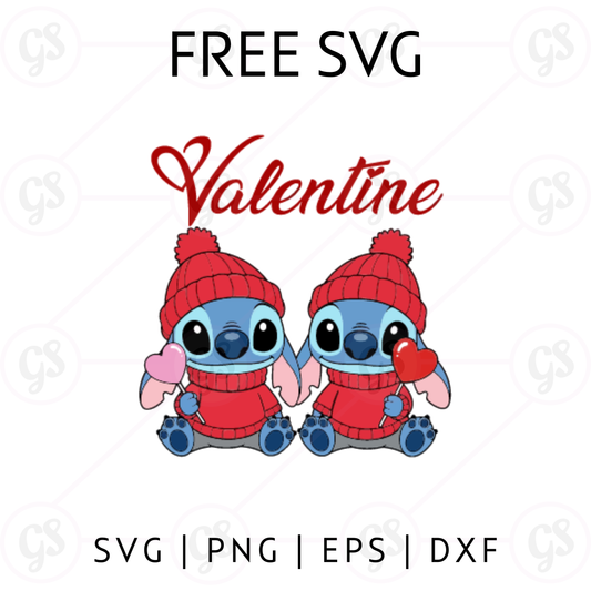 Stitch Valentine Couple SVG Free | Cute Matching Love Design for Cricut & Silhouette