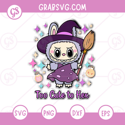 Too Cute to Hex SVG Free | Purple Witch Bunny with Broom Design for Cricut & Silhouette