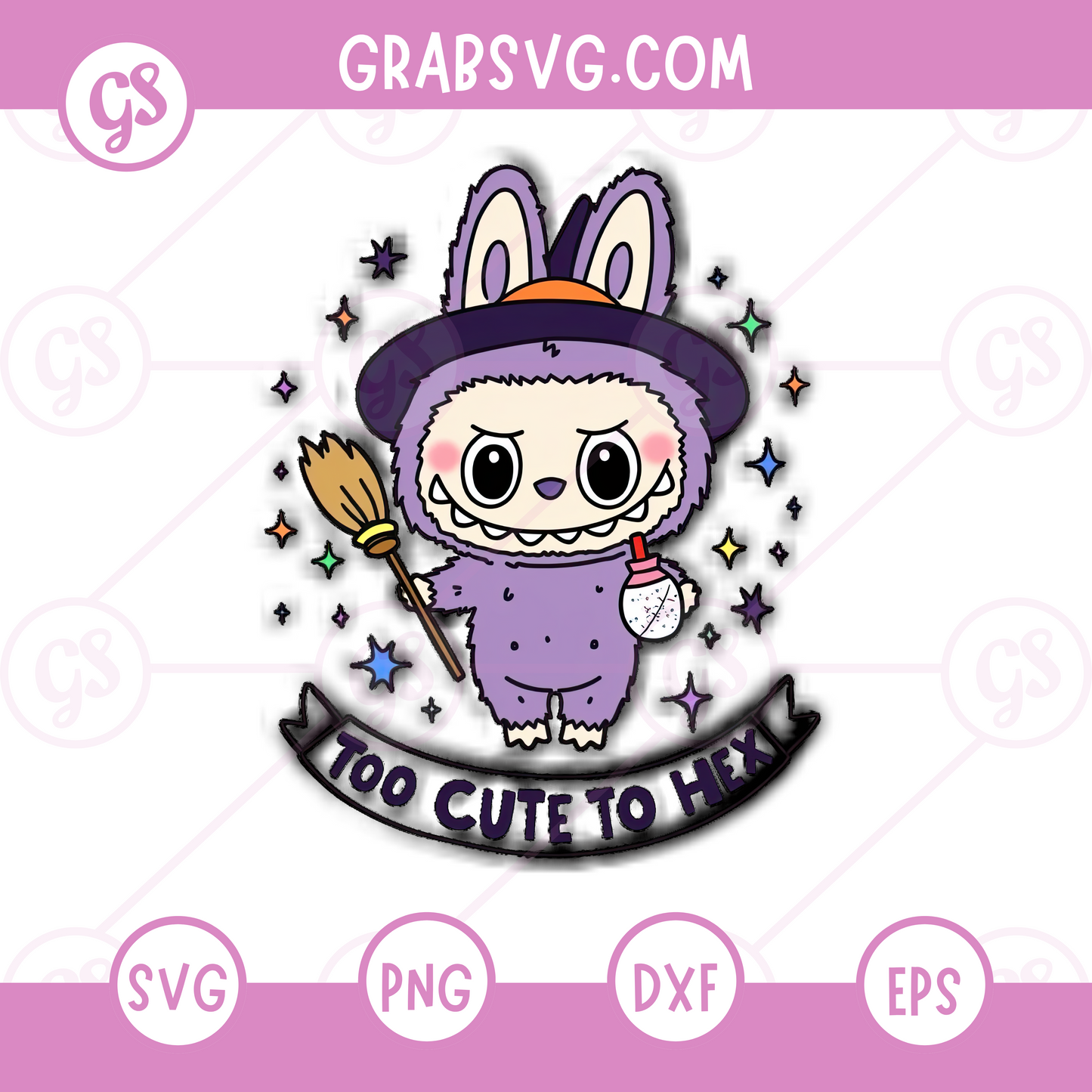 Too Cute to Hex SVG Free | Adorable Witch Bunny in Sparkly Outfit for Cricut & Silhouette