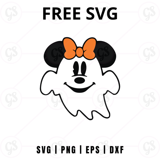 Halloween Minnie Ghost SVG Free | Spooky Bow Ghost Design for Cricut & Silhouette