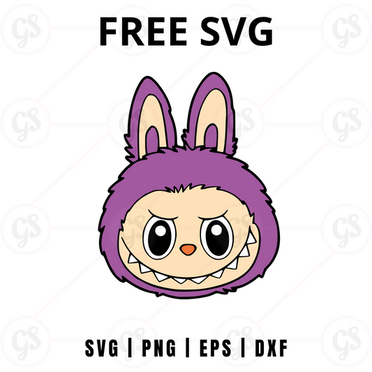 Labubu Bunny Head SVG Free | Purple Hoodie Face Design for Cricut & Silhouette