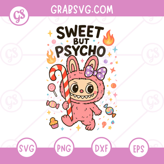 Sweet But Psycho SVG Free | Sassy Candy-Loving Bunny Design for Cricut & Silhouette