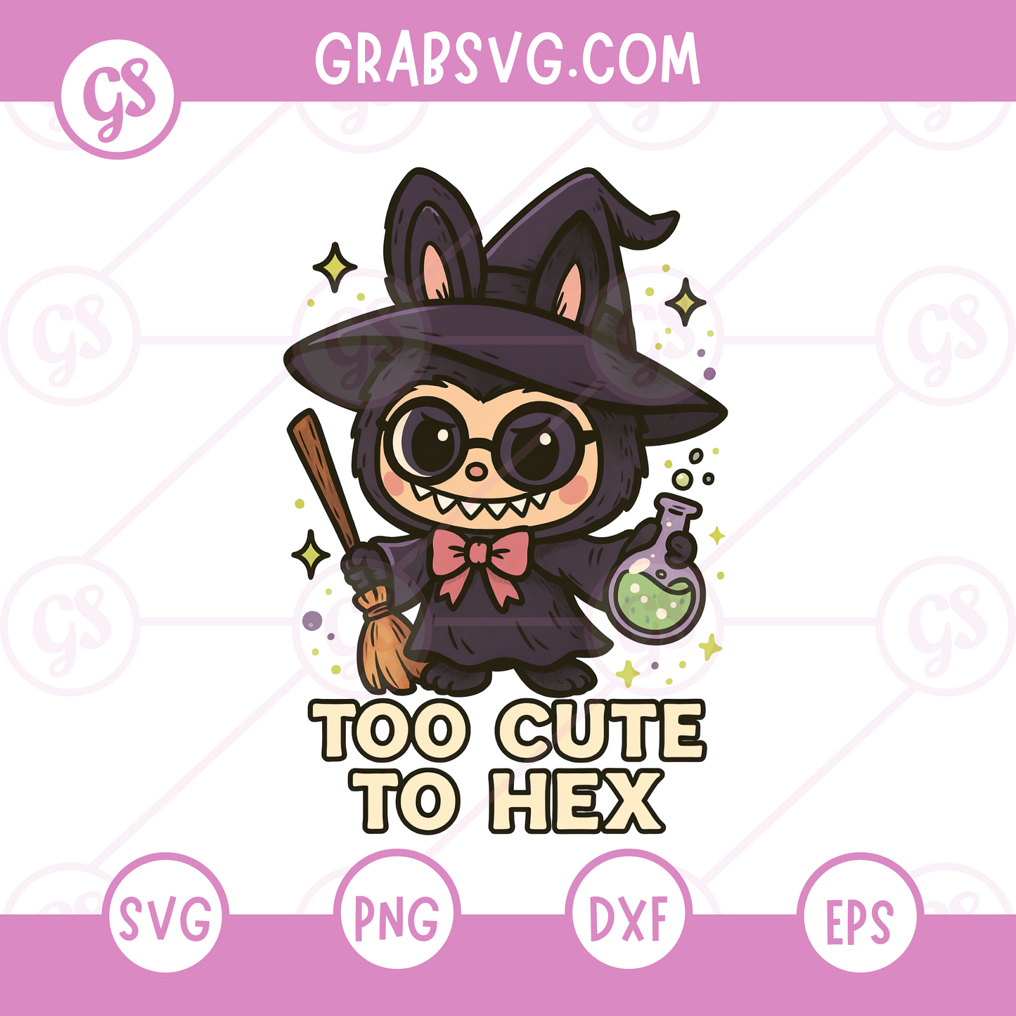 Too Cute to Hex SVG Free | Magical Witch Bunny with Potion for Cricut & Silhouette