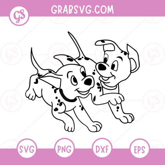 101 Dalmatians SVG Free | Playful Dalmatian Puppies Running Together for Cricut & Silhouette