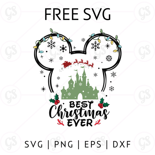 Best Christmas Ever Mickey SVG Free | Christmas Mouse Castle Cut File for Cricut & Silhouette