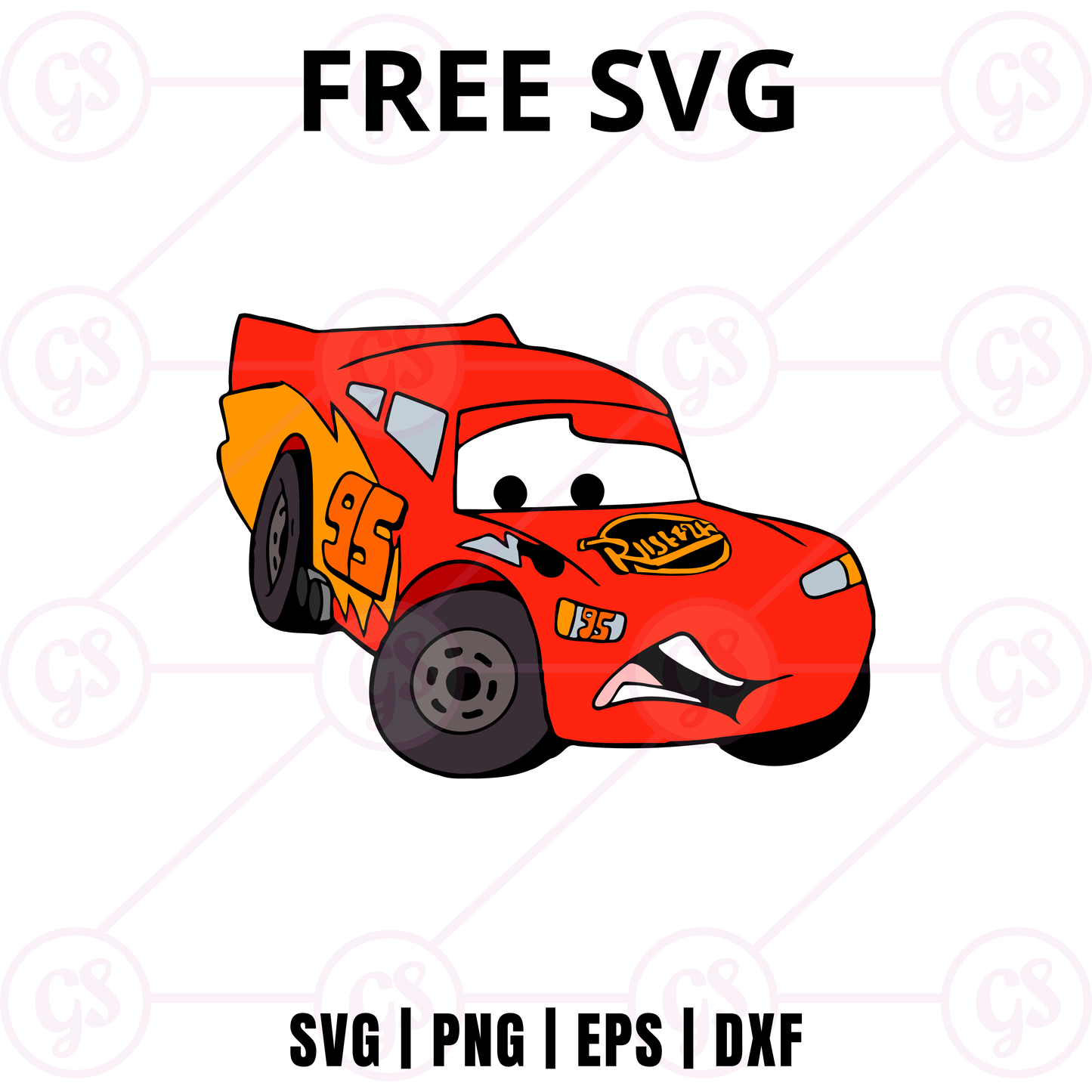 Cars SVG Free | Red Race Car Character Design for Cricut & Silhouette