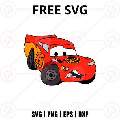 Cars SVG Free | Red Race Car Character Design for Cricut & Silhouette