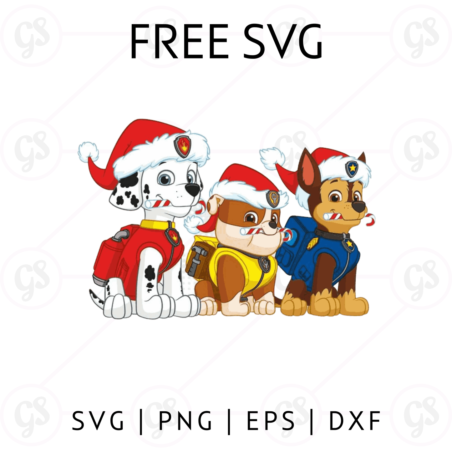 Paw Patrol Christmas SVG Free | Santa Hat Puppy Group Cut File for Cricut & Silhouette