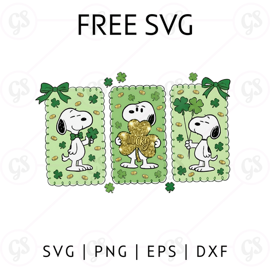 Snoopy St Patrick’s Day SVG Free | Cute Shamrock Frame Panels Design for Cricut & Silhouette