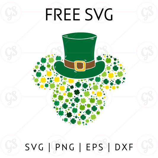 St Patrick’s Day Mickey Hat SVG Free | Leprechaun Mouse Head Cut File for Cricut & Silhouette