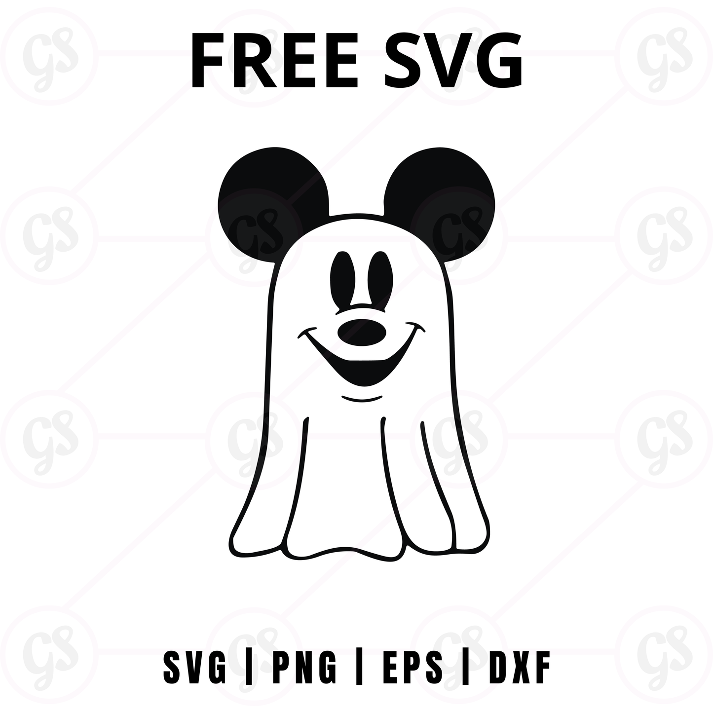 Halloween White Ghost Ears SVG Free | Smiling Boo Mouse Design for Cricut & Silhouette