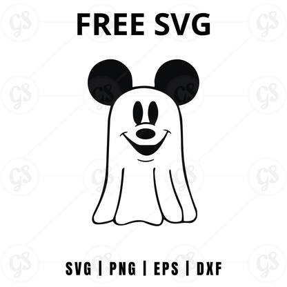 Halloween White Ghost Ears SVG Free | Smiling Boo Mouse Design for Cricut & Silhouette