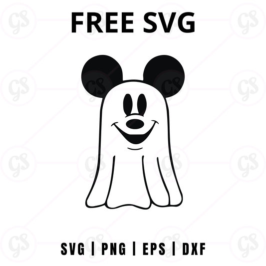 Halloween White Ghost Ears SVG Free | Smiling Boo Mouse Design for Cricut & Silhouette