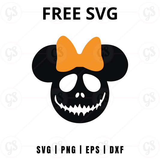 Halloween Skull Bow Mouse SVG Free | Scary Minnie Skull Design for Cricut & Silhouette