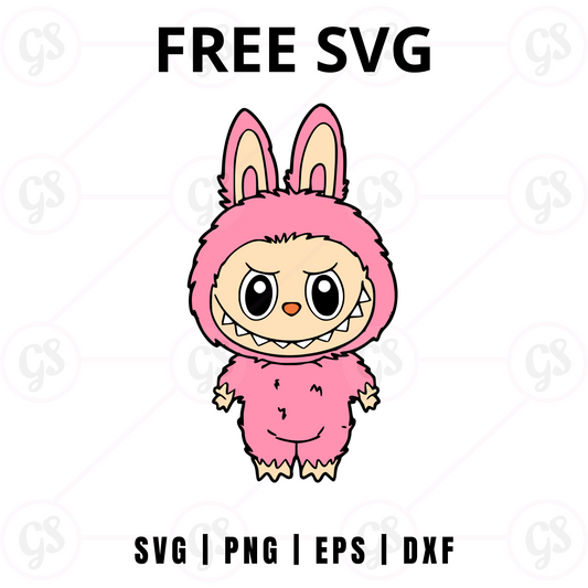Pink Bunny Labubu SVG Free | Standing Girl Costume SVG for Cricut & Silhouette