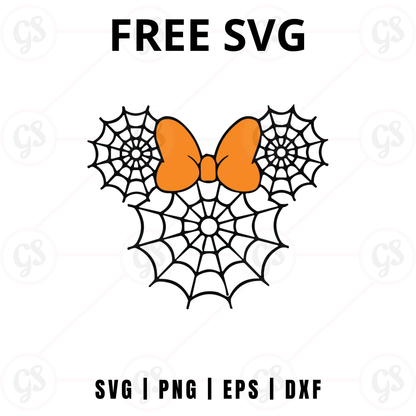 Halloween Web Bow Mouse SVG Free | Spider Web Minnie Design for Cricut & Silhouette