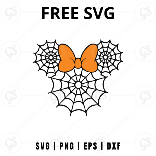 Halloween Web Bow Mouse SVG Free | Spider Web Minnie Design for Cricut & Silhouette